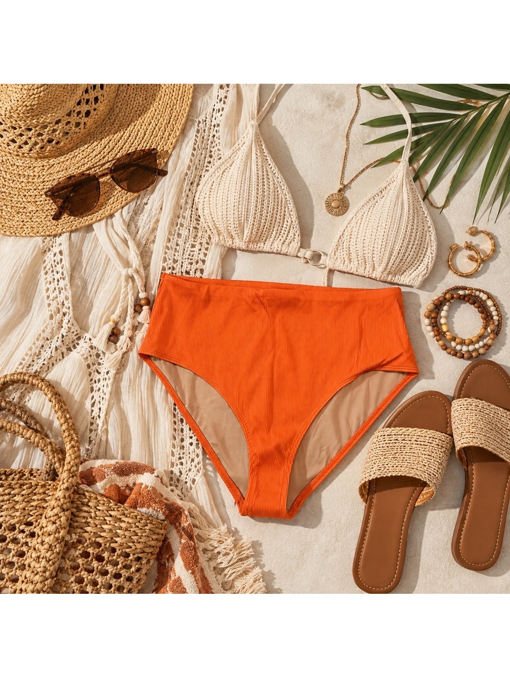 Old Navy High-Waisted Ribbed Bikini Swim Bottoms Coral  2X